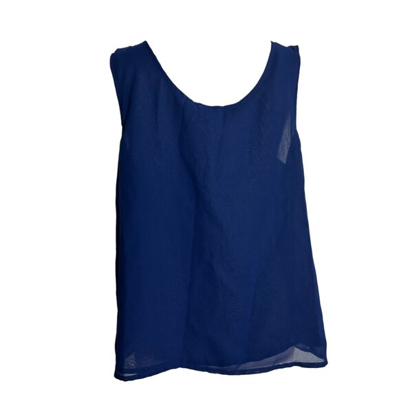 Charming Charlie Navy Blue Beaded Stripe Tank Top Shirt Size Large Lined - Picture 2 of 7